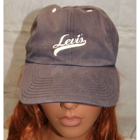 Levi's Embroidered Denim Hat Cap Strapback Red Tag Stone Washed Look Unisex RARE - Picture 1 of 5